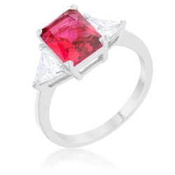 JGI Classic Rhodium Engagement Ring In Fuchsia
