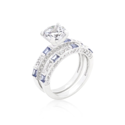 JGI Clear And Tanzanite Cubic Zirconia Ring Set In Multicolor