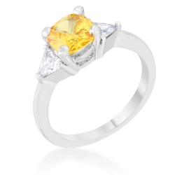 JGI Shonda 1.8Ct Canary Cz Rhodium Cushion Classic Statement Ring In Multicolor