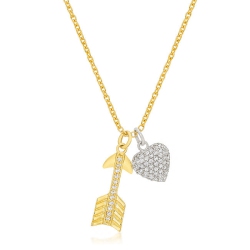JGI Pave Heart And Arrow Pendant In Multicolor