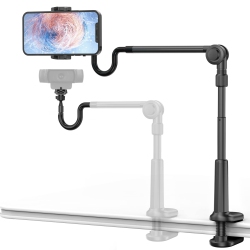 HLD Phone Holder, Gooseneck Cell Phone Stand for Bed, Webcam Holder \w 1/4 Screw for Desk, Universal Flexible Lazy Long Arm Headboard Bedside Mount