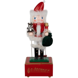 NORTHLIGHT Animated And Musical Santa Christmas Nutcracker With Bear - 12