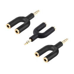 HLD Headphone Splitter, 3.5MM Aux Stereo Y Jack Splitter U Shape Male to 2 Female, Compatible \w Headphone, Smartphone, Suitable for Ipod, Tablets