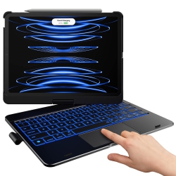 HLD Touch Ipad Pro 11 Inch Case \w Keyboard (11", 2021) - Multi-Touch Trackpad & 10 Colors Backlight & 360° Rotatable - Thin & Light for Ipad Pro 11