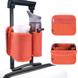 HLD Luggage Travel Cup Holders Fits Roll On Suitcase Handles Attachment Drinks Carrier for Drink Beverages Coffee Mugs Travel Essential Flight