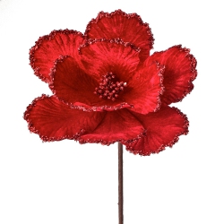 REGENCY 24" Velvet Glitter Bead Edge Magnolia Stem-3 PCs