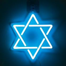 HLD Star Of David Neon Sign, Hanukkah Decorations Six Pointed Star Shape Light Up Acrylic \w USB Powered, Led Neon Light Wall Decor for Jews Judaism