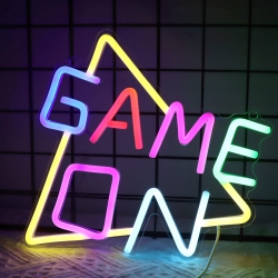 HLD Game On Neon Signs for Gamer Room Decor, Light Up Colorful Led Bedside Wall Lamps \w USB Powered, Best Birthday Bedroom Creative Gifts for Boys