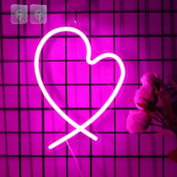 HLD Heart Tail Neon Sign, Led Light \w USB Powered Operated, Table & Wall & Home Decor Lamp, Creative Gifts for Girl Women Kid Birthday Wedding
