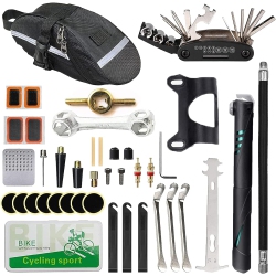 HLD Bike Repair Kit, Home Bike Portable Patches Fixes Tool \w Bicycle Repair Bag & Bicycle Tire Pump for Mountain Bike And Road Bike Camping Travel