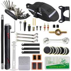 HLD Bike Repair Kit, Home Bike Portable Patches Fixes Tool \w Bicycle Repair Bag & Bicycle Tire Pump for Mountain Bike And Road Bike Camping Travel