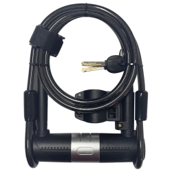 HLD Heavy Duty Bike U Lock 14MM Shackle X 1.8M Cable Hardened Steel Bicycle Lock Anti-Theft D Lock \w Mounting Bracket & 2 Keys, Certified for Road