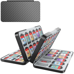 HLD Game Card Case for Nintendo Switch&switch Oled, Carbon Fibre Surface Processes Design Switch Lite Game Card Storage Case \w 72 Game Card Slots And
