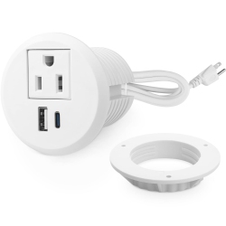 HLD 2 Inch Desk Power Grommet Outlet, Power Strip Socket, 18W Pd Fast Charging USB-C Grommet, Connect 1 Ac Plug, Power Station Center for Furniture