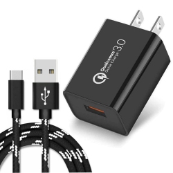 SUPERSHIELD Fast Adaptive Charging Wall Charger + 2M Type USB C Cable for Galaxy S8 S9 S10 Plus Note 8 9 10 A5 A8 In Black