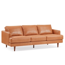 VALENCIA Grosseto Top Grain Leather Sofa, Three Seats, Cognac Color