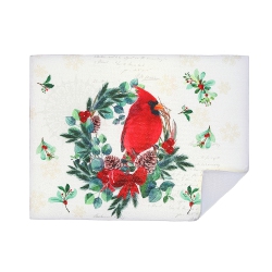 MAISON CONCEPTS Christmas Microfibre Drying Mat Cardinal Wreath - Set Of 2