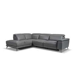 VALENCIA Pista Contemporary Top Grain Leather Power Reclining Sectional In Grey