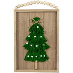 NORTHLIGHT 14" Knitted Christmas Tree Wooden Framed Wall Sign