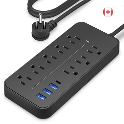 KEEGUARD 8 Ac Outlets Surge Protector Power Bar 3 USB A & 1 USB C Ports, 4Ft Extension Cord - Power Strip & In Sleek for Home, Office, Kitchen