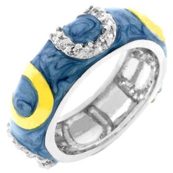 JGI Enamel Horseshoe Ring In Blue