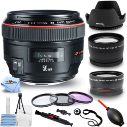 CANON Ef 50MM F/1.2L Usm Lens (Black) 1257B002 - 10PC Accessory Bundle