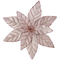 NORTHLIGHT 10" Glittered Poinsettia Christmas Floral Clip In Pink