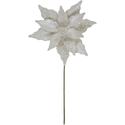 NORTHLIGHT 22" Pearl Glittered Poinsettia Christmas Stem Spray In White