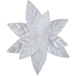 NORTHLIGHT 9.5" Snow Glittered Poinsettia Floral Christmas Clip In White