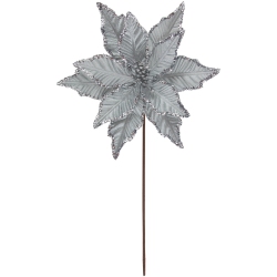 NORTHLIGHT 25" Glittered Poinsettia Christmas Floral Pick In Silver
