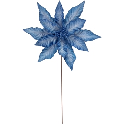 NORTHLIGHT 25" Two Tone Glittered Poinsettia Christmas Stem Spray In Blue