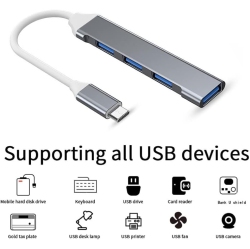 TEDLIN USB C Hub USB C to USB Hub High Speed \w 4 Port Aluminum Dongle USB Type C Adapter Compatible \w Macbook Pro/air Ipad Surface Cell Phones And