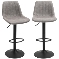 HOMCOM Adjustable Bar Stools Set Of 2, Leathaire Swivel Barstools With Back And Footrest, Upholstered Bar Chairs for Kitchen, Dining Room, Home Pub
