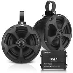 PYLE 5.25" Waterproof Marine Speakers + 2 Ch. Rated Amplifier - Atv, Utv, 4X4, Jeep, Wired Rca, for Boat Stereo Speaker & Other Watercraft (1000W)