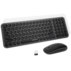 HLD Wireless Keyboard And Mouse, Compact Full Size Cute Keyboard Retro Round Keycap - 2.4Ghz Ultra-Slim Quiet Aesthetic Keyboard for Laptop Imac