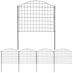 SUNNYDAZE DECOR Sunnydaze 5-Piece Arched Grid Steel Garden Border Fence - 12.5 Ft - In Black
