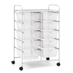 COSTWAY 10-Drawer Storage Cart Utility Rolling Trolley Kitchen Office Organizer