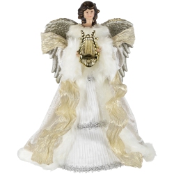 NORTHLIGHT 18" And Silver Angel Christmas Tree Topper, Unlit In White