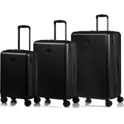 CHAMPS Luggage Iconic Ii Collection 3-Piece Hard Side 8-Wheeled Expandable Luggage Set - In Black