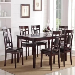 COSMIC HOMES 7 PC Dining Table Set for 6 | Grid Design Dining Chairs Set Of 6 & Dining Room Table | Espresso Kitchen Table & Chairs for Dining Room