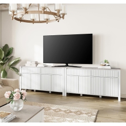 WAMPAT 2-In-1 Large Tv Stand for 110 Inches Tv, Modern Entertainment Center Tv Media Console Table In White