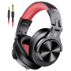 ONEODIO Wi Headphones Over-Ear Headset With Mic Long Cords & Dual Plugs & Shareports -A71 In Red