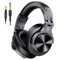 ONEODIO Over-Ear Wired Headphones Corded Headphones With Dual Plugs Hi-Res Stereo Sound & Mic Long Cords-A71 In Black