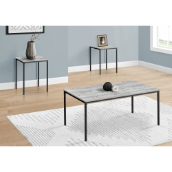 MONARCH SPECIALTIES I 7896P - Table Set, 3PCs Set, Coffee, End Metal, Grey Laminate, Contemporary, Modern In Black