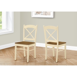 MONARCH SPECIALTIES I 1325 - Dining Chair, Set Of 2, Side, Kitchen, Dining Room, Oak And Cream, Wood Legs, Transitional