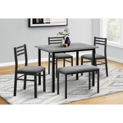 MONARCH SPECIALTIES I 1037 - Dining Set, 5PCs Set, 40" Rectangular, Kitchen, Small Metal, Grey Laminate, Grey Fabric, Contemporary, Modern In Black