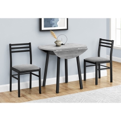 MONARCH SPECIALTIES I 1007 - Dining Table Set, 3PCs Set, Small, 35" Drop Leaf, Kitchen Metal, Grey Laminate, Contemporary, Modern In Black