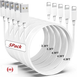 KEEGUARD Iphone USB Charger Cable - 5Packs (3.3Ft, 4.9Ft) 8-Pin to USB Fast Charging Cables - Compatible \w Iphone 13 Pro Max, 12 Mini, 11, Xr, Xs
