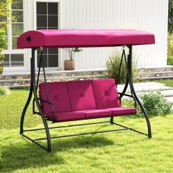 GYMAX Converting Patio Swing Chair Porch Swing Bed W/adjustable Canopy & Thickened Cushion