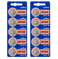 MURATA Cr1620 Battery 3V Lithium Coin Cell - Replaces Sony Cr1620 (10 Batteries)